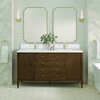 James Martin Vanities 60'' Double Vanity, Mid Century Walnut w/ Single Hole 3 CM White Zeus Quartz Top & Backsplash 485-V60D-WLT-1WZ